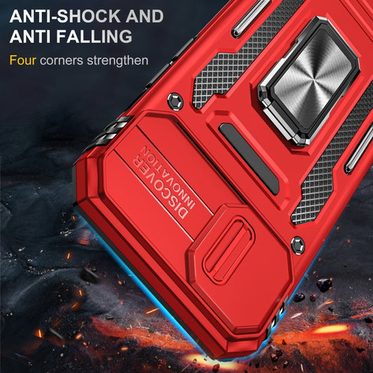 For iPhone 13 Armor PC + TPU Camera Shield Phone Case(Red) by buy2fix