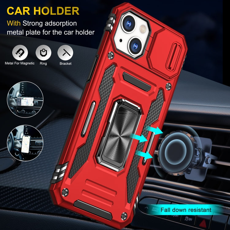For iPhone 13 Armor PC + TPU Camera Shield Phone Case(Red) by buy2fix