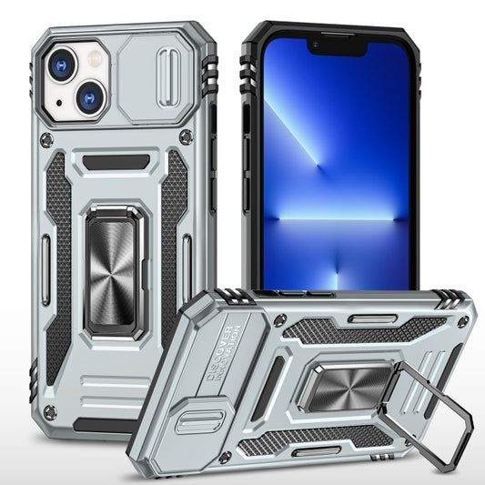 For iPhone 13 Armor PC + TPU Camera Shield Phone Case(Grey) by buy2fix