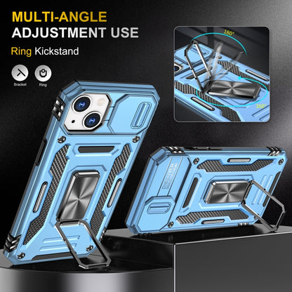 For iPhone 13 Armor PC + TPU Camera Shield Phone Case(Light Blue) by buy2fix