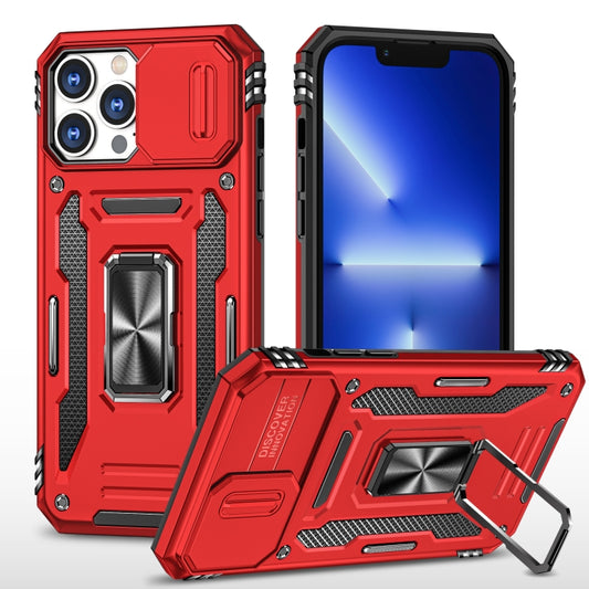 For iPhone 13 Pro Armor PC + TPU Camera Shield Phone Case (Red) by buy2fix
