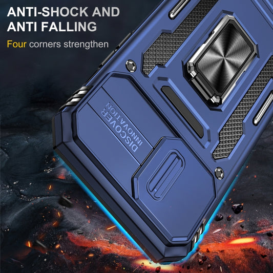 For iPhone 13 Pro Max Armor PC + TPU Camera Shield Phone Case (Navy Blue) by buy2fix