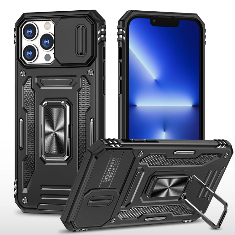 For iPhone 13 Pro Max Armor PC + TPU Camera Shield Phone Case (Black) by buy2fix
