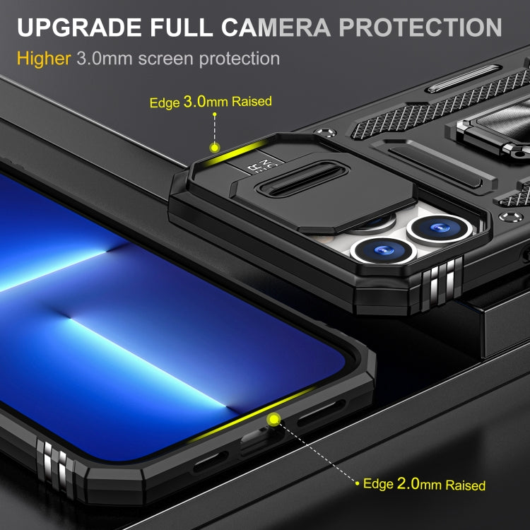 For iPhone 13 Pro Max Armor PC + TPU Camera Shield Phone Case (Black) by buy2fix