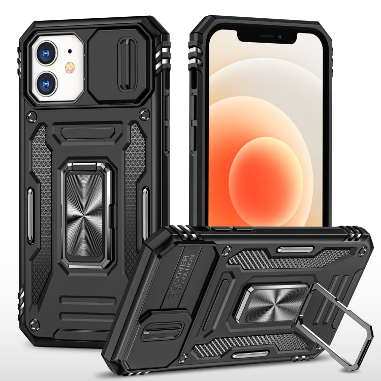 For iPhone 12 Armor PC + TPU Camera Shield Phone Case(Black) by buy2fix