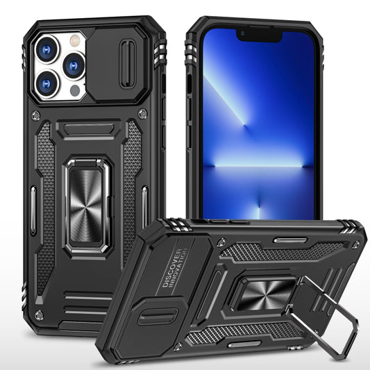 For iPhone 12 Pro Max Armor PC + TPU Camera Shield Phone Case(Black) by buy2fix