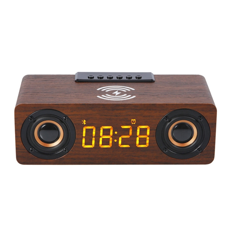 K1 Multifunctional Desktop Wooden Bluetooth Speaker Wireless Loudspeaker(Dark Brown) by buy2fix