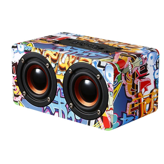 M5 Multifunctional Desktop Wooden Bluetooth Speaker Wireless Loudspeaker(Graffiti Color) by buy2fix