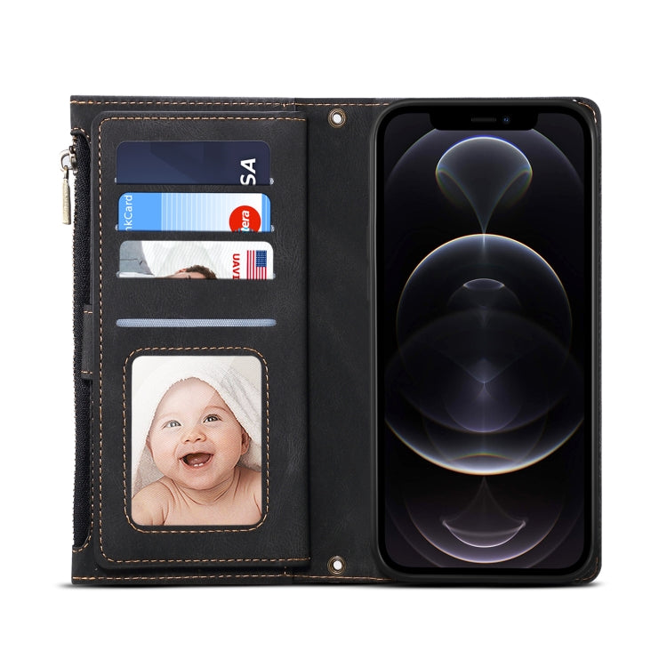 For iPhone 14 Retro Frosted RFID Flip Leather Phone Case (Black) - iPhone 14 Cases by buy2fix | Online Shopping UK | buy2fix