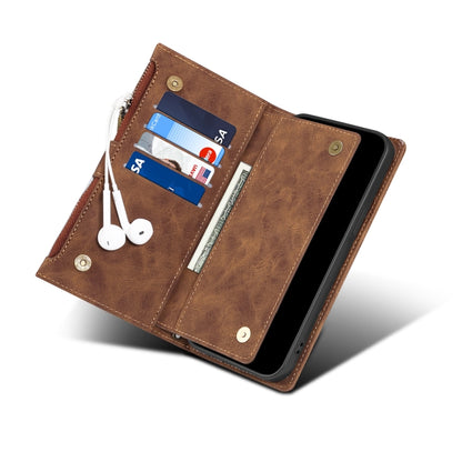 For iPhone 14 Pro Retro Frosted RFID Flip Leather Phone Case(Brown) - iPhone 14 Pro Cases by buy2fix | Online Shopping UK | buy2fix