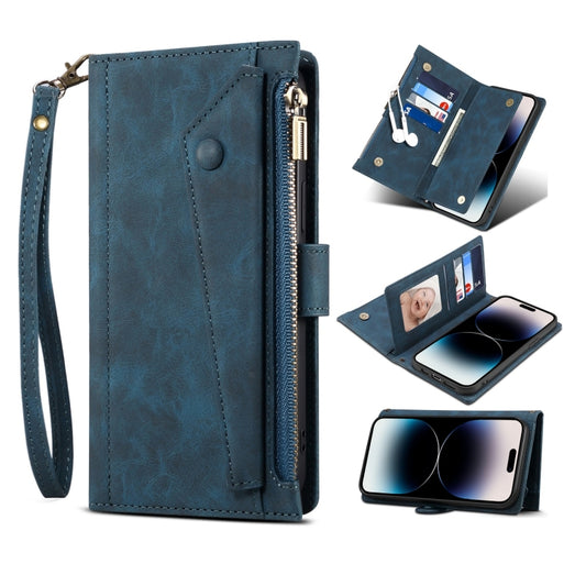 For iPhone 14 Pro Max Retro Frosted RFID Flip Leather Phone Case (Dark Green) - iPhone 14 Pro Max Cases by buy2fix | Online Shopping UK | buy2fix