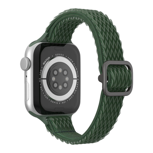 Wave Small Waist Nylon Watch Band For Apple Watch Ultra 49mm&Watch Ultra 2 49mm / Series 9&8&7 45mm / SE 3&SE 2&6&SE&5&4 44mm / 3&2&1 42mm(Army Green) by buy2fix