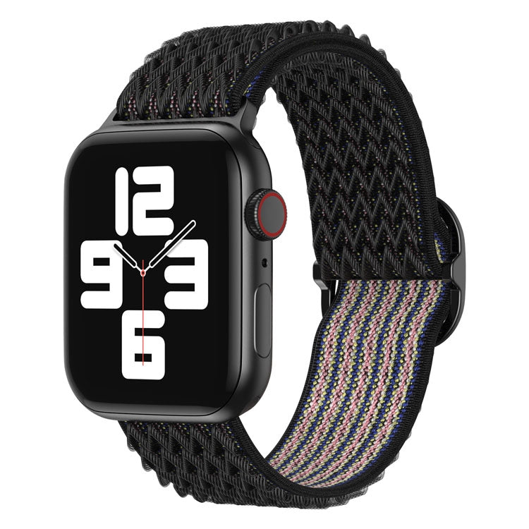 Wave Nylon Watch Band For Apple Watch Ultra 49mm&Watch Ultra 2 49mm / Series 9&8&7 45mm / SE 3&SE 2&6&SE&5&4 44mm / 3&2&1 42mm(Obsidian Black) by buy2fix