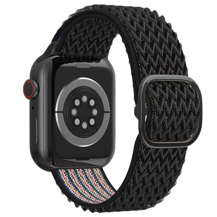 Wave Nylon Watch Band For Apple Watch Ultra 49mm&Watch Ultra 2 49mm / Series 9&8&7 45mm / SE 3&SE 2&6&SE&5&4 44mm / 3&2&1 42mm(Obsidian Black) by buy2fix