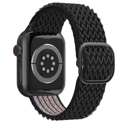Wave Nylon Watch Band For Apple Watch Ultra 49mm&Watch Ultra 2 49mm / Series 9&8&7 45mm / SE 3&SE 2&6&SE&5&4 44mm / 3&2&1 42mm(Obsidian Black) by buy2fix