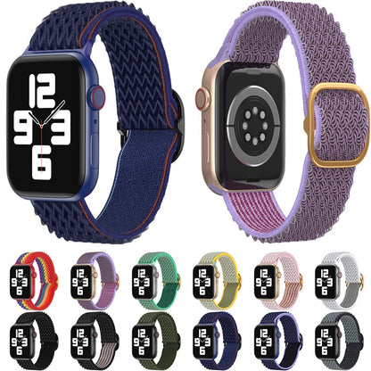 Wave Nylon Watch Band For Apple Watch Ultra 49mm&Watch Ultra 2 49mm / Series 9&8&7 45mm / SE 3&SE 2&6&SE&5&4 44mm / 3&2&1 42mm(Navy Blue) by buy2fix