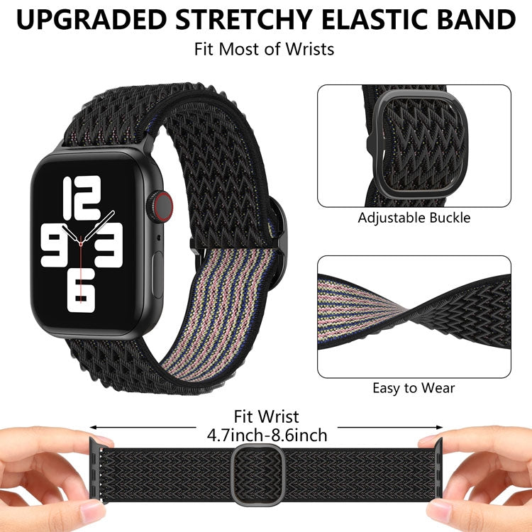 Wave Nylon Watch Band For Apple Watch Ultra 49mm&Watch Ultra 2 49mm / Series 9&8&7 45mm / SE 3&SE 2&6&SE&5&4 44mm / 3&2&1 42mm(Black) - Watch Bands by buy2fix | Online Shopping UK | buy2fix