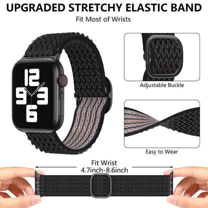 Wave Nylon Watch Band For Apple Watch Ultra 49mm&Watch Ultra 2 49mm / Series 9&8&7 45mm / SE 3&SE 2&6&SE&5&4 44mm / 3&2&1 42mm(Navy Blue) by buy2fix