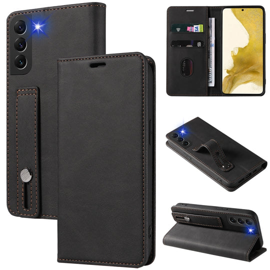 For Samsung Galaxy S21 5G Wristband Magnetic Leather Phone Case(Black)