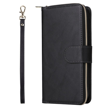 For iPhone 14 Pro 9 Card Slots Zipper Wallet Bag Leather Phone Case(Black) - iPhone 14 Pro Cases by buy2fix | Online Shopping UK | buy2fix