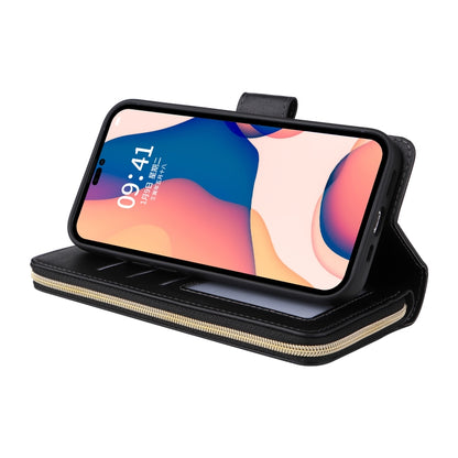 For iPhone 14 Pro Max 9 Card Slots Zipper Wallet Bag Leather Phone Case (Black) - iPhone 14 Pro Max Cases by buy2fix | Online Shopping UK | buy2fix