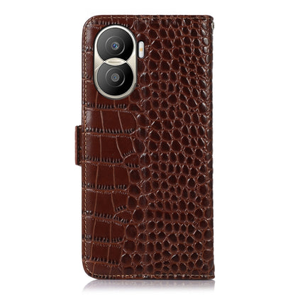 For Honor X40i Crocodile Top Layer Cowhide Leather Phone Case(Brown) - Honor Cases by buy2fix | Online Shopping UK | buy2fix