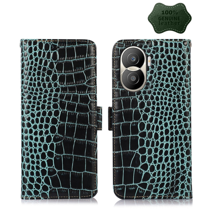 For Honor X40i Crocodile Top Layer Cowhide Leather Phone Case(Green) - Honor Cases by buy2fix | Online Shopping UK | buy2fix