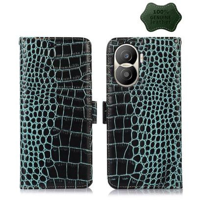 For Honor X40i Crocodile Top Layer Cowhide Leather Phone Case(Green) - Honor Cases by buy2fix | Online Shopping UK | buy2fix