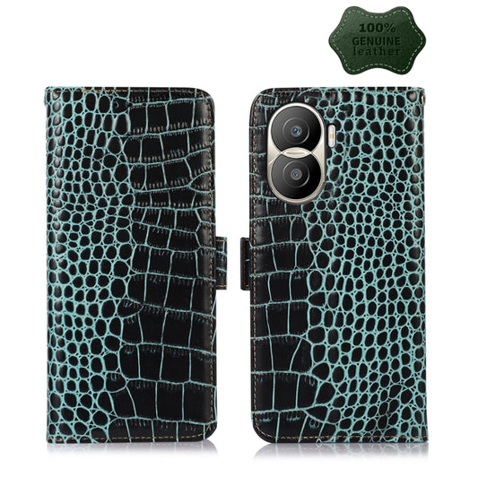 For Honor X40i Crocodile Top Layer Cowhide Leather Phone Case(Green) - Honor Cases by buy2fix | Online Shopping UK | buy2fix
