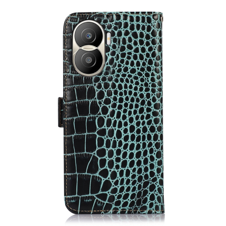For Honor X40i Crocodile Top Layer Cowhide Leather Phone Case(Green) - Honor Cases by buy2fix | Online Shopping UK | buy2fix