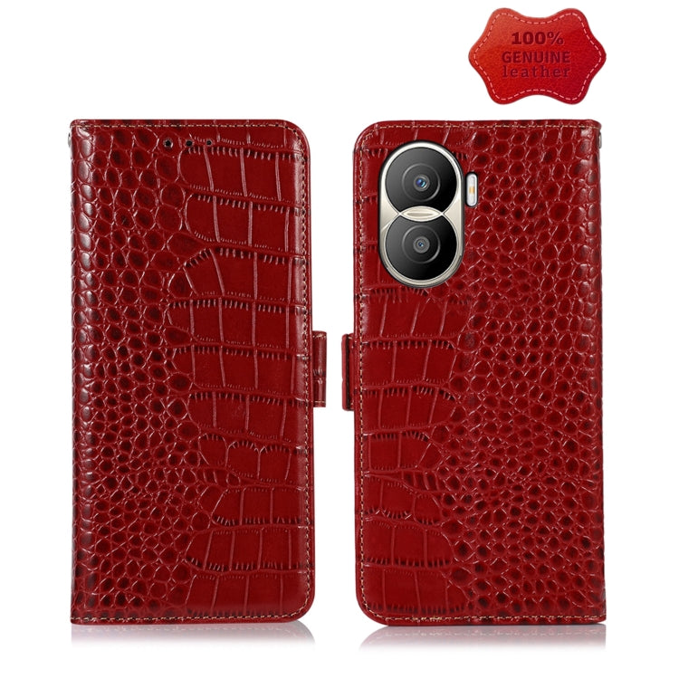 For Honor X40i Crocodile Top Layer Cowhide Leather Phone Case(Red) - Honor Cases by buy2fix | Online Shopping UK | buy2fix