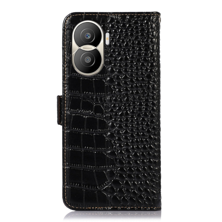For Honor X40i Crocodile Top Layer Cowhide Leather Phone Case(Black) - Honor Cases by buy2fix | Online Shopping UK | buy2fix