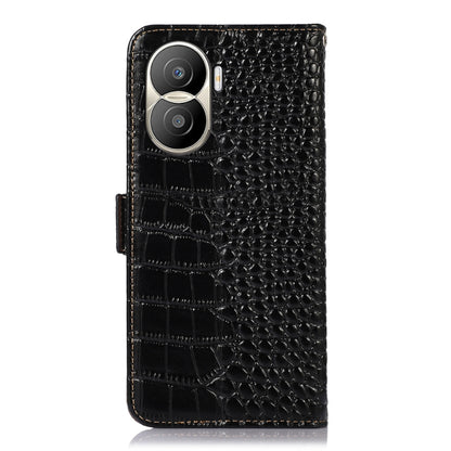 For Honor X40i Crocodile Top Layer Cowhide Leather Phone Case(Black) - Honor Cases by buy2fix | Online Shopping UK | buy2fix