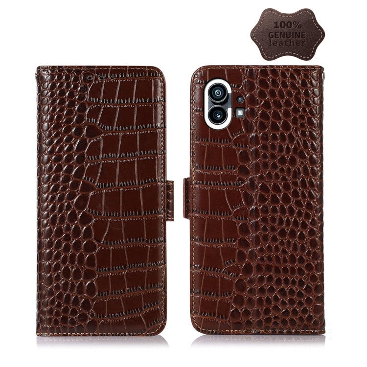 For Nothing Phone 1 Crocodile Top Layer Cowhide Leather Phone Case(Brown) - Nothing Cases by buy2fix | Online Shopping UK | buy2fix