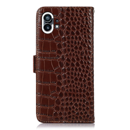 For Nothing Phone 1 Crocodile Top Layer Cowhide Leather Phone Case(Brown) - Nothing Cases by buy2fix | Online Shopping UK | buy2fix