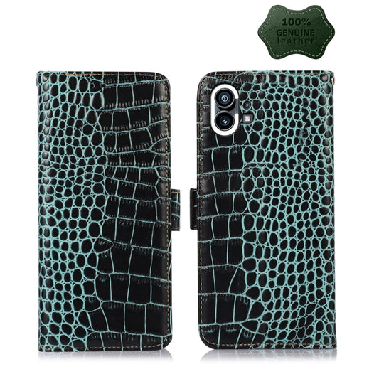 For Nothing Phone 1 Crocodile Top Layer Cowhide Leather Phone Case(Green) - Nothing Cases by buy2fix | Online Shopping UK | buy2fix