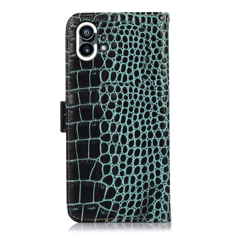 For Nothing Phone 1 Crocodile Top Layer Cowhide Leather Phone Case(Green) - Nothing Cases by buy2fix | Online Shopping UK | buy2fix