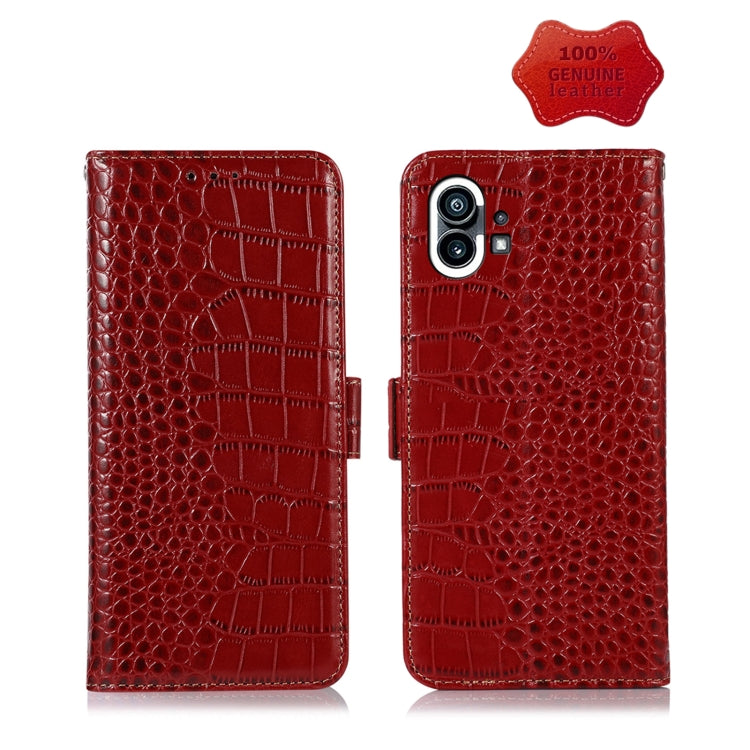 For Nothing Phone 1 Crocodile Top Layer Cowhide Leather Phone Case(Red) - Nothing Cases by buy2fix | Online Shopping UK | buy2fix