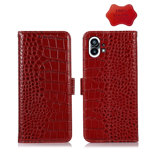 For Nothing Phone 1 Crocodile Top Layer Cowhide Leather Phone Case(Red) - Nothing Cases by buy2fix | Online Shopping UK | buy2fix
