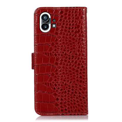 For Nothing Phone 1 Crocodile Top Layer Cowhide Leather Phone Case(Red) - Nothing Cases by buy2fix | Online Shopping UK | buy2fix