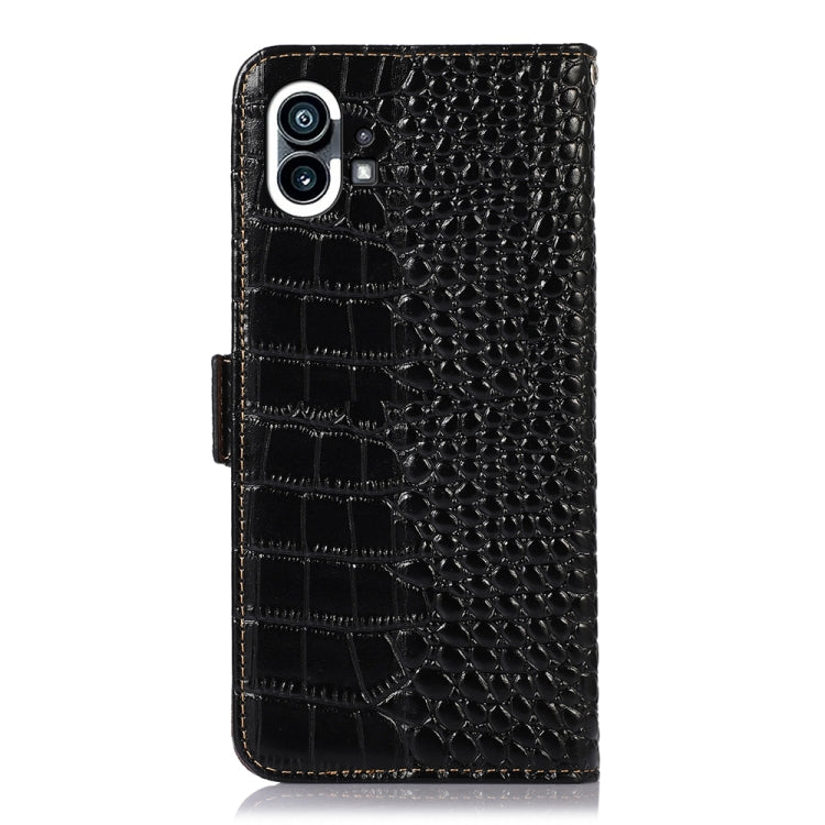 For Nothing Phone 1 Crocodile Top Layer Cowhide Leather Phone Case(Black) - Nothing Cases by buy2fix | Online Shopping UK | buy2fix