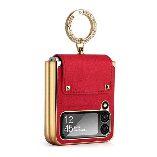 For Samsung Galaxy Z Flip4 5G Colorful Leather + PC Phone Case with Ring(Red) - Galaxy Z Flip4 5G Cases by buy2fix | Online Shopping UK | buy2fix