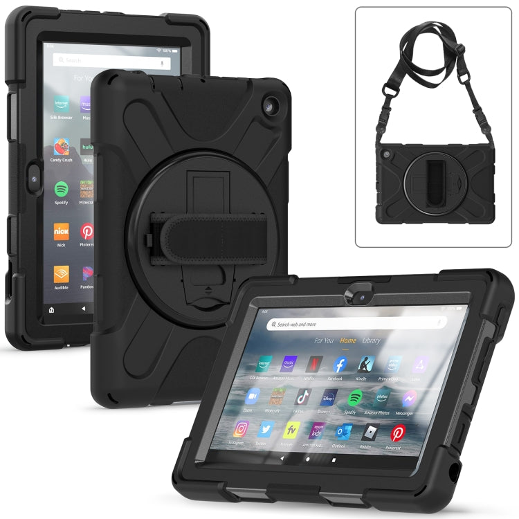 For Amazon Kindle Fire 7 2022 Hard PC Soft Silicone Full Body Tablet Case(Black) - Amazon by buy2fix | Online Shopping UK | buy2fix