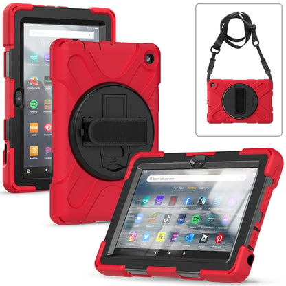 For Amazon Kindle Fire 7 2022 Hard PC Soft Silicone Full Body Tablet Case(Red) - Amazon by buy2fix | Online Shopping UK | buy2fix
