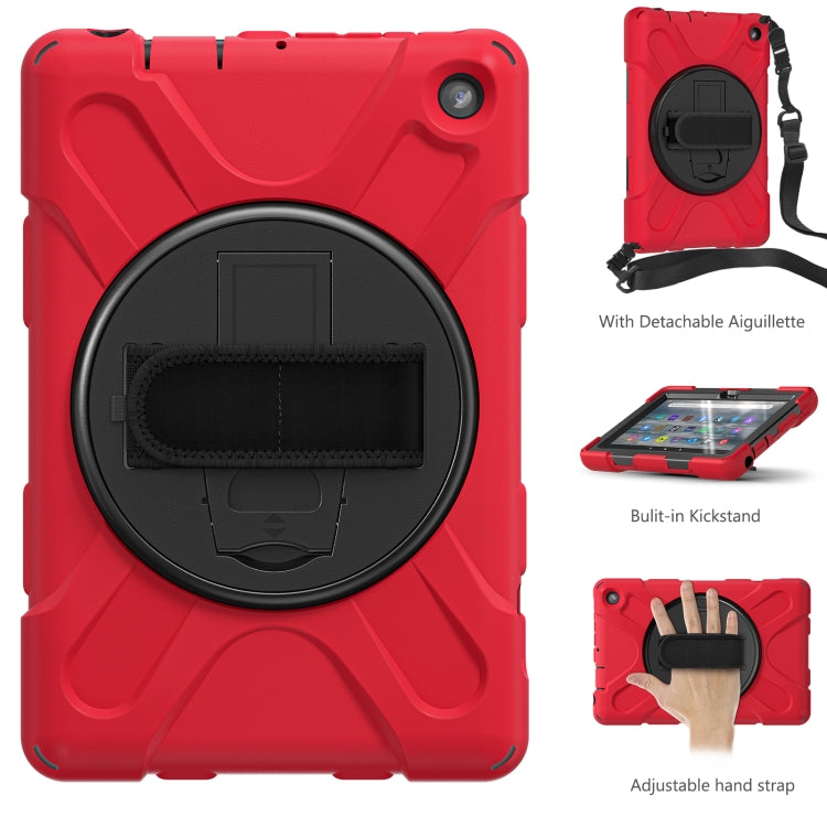 For Amazon Kindle Fire 7 2022 Hard PC Soft Silicone Full Body Tablet Case(Red) - Amazon by buy2fix | Online Shopping UK | buy2fix
