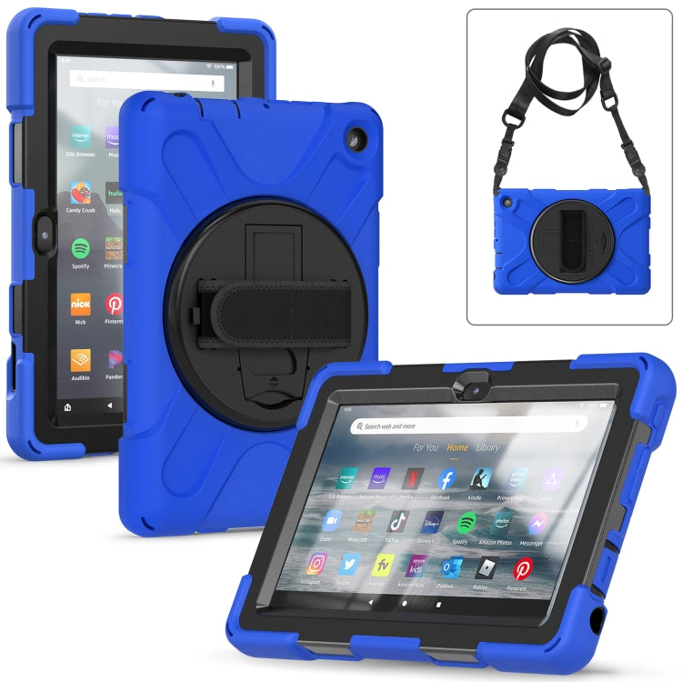 For Amazon Kindle Fire 7 2022 Hard PC Soft Silicone Full Body Tablet Case(Blue) - Amazon by buy2fix | Online Shopping UK | buy2fix