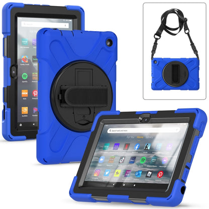 For Amazon Kindle Fire 7 2022 Hard PC Soft Silicone Full Body Tablet Case(Blue) - Amazon by buy2fix | Online Shopping UK | buy2fix