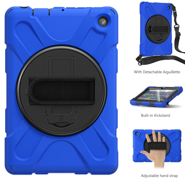 For Amazon Kindle Fire 7 2022 Hard PC Soft Silicone Full Body Tablet Case(Blue) - Amazon by buy2fix | Online Shopping UK | buy2fix