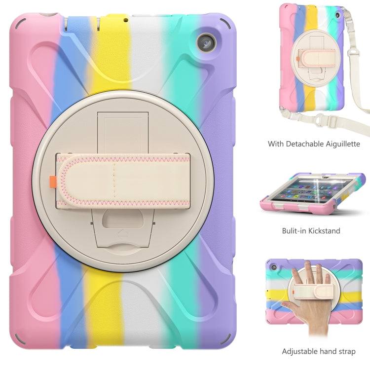 For Amazon Kindle Fire 7 2022 Hard PC Soft Silicone Full Body Tablet Case(Colorful Pink) - Amazon by buy2fix | Online Shopping UK | buy2fix