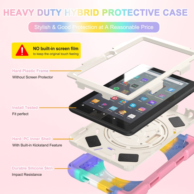 For Amazon Kindle Fire 7 2022 Hard PC Soft Silicone Full Body Tablet Case(Colorful Pink) - Amazon by buy2fix | Online Shopping UK | buy2fix